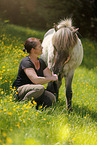 woman and Icelandic horse