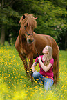 woman and Icelandic horse