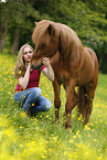 woman and Icelandic horse
