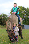 children and Icelandic horse