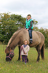 children and Icelandic horse