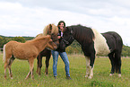 woman and Icelandic horses