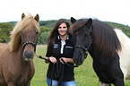 woman and Icelandic horses