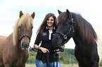woman and Icelandic horses