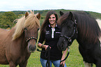 woman and Icelandic horses