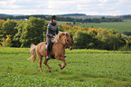 woman rides Icelandic horse