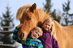 kids and Icelandic Horse