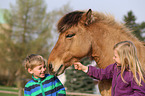 kids and Icelandic Horse