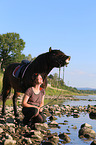 woman and Icelandic Horse