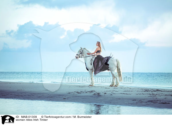 Frau reitet Irish Tinker / woman rides Irish Tinker / MAB-01308
