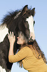 woman and Irish Tinker foal