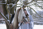 woman with Irish Tinker in winter