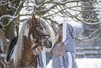 woman with Irish Tinker in winter