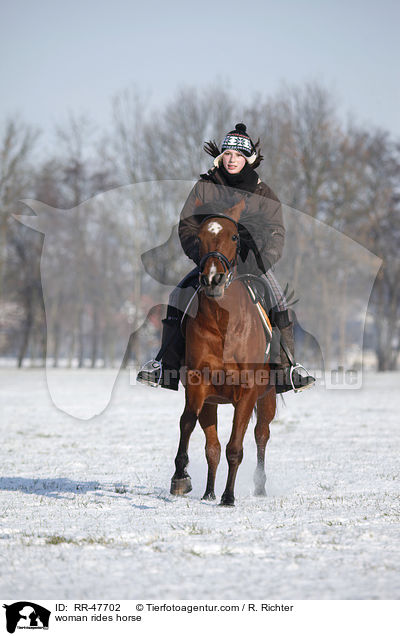 Frau reitet Araber-Mix / woman rides horse / RR-47702