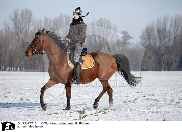 Frau reitet Araber-Mix / woman rides horse / RR-47710
