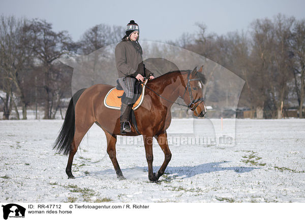 Frau reitet Araber-Mix / woman rides horse / RR-47712