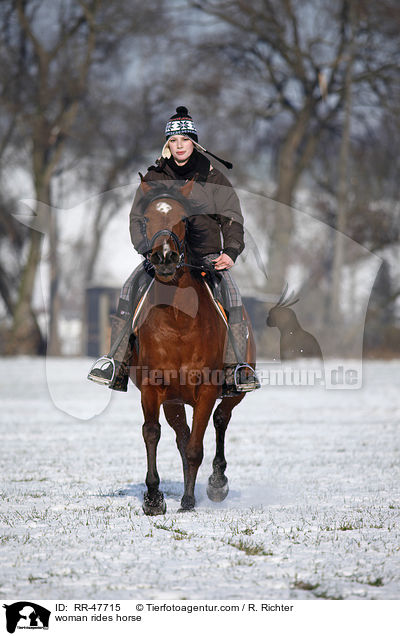 Frau reitet Araber-Mix / woman rides horse / RR-47715