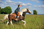 woman rides horse