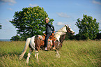 woman rides horse