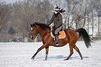 woman rides horse