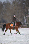 woman rides horse
