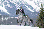 woman rides Noriker Horse