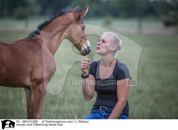 woman and Oldenburg Horse foal / JRO-01298