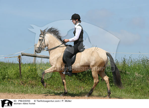 Frau reitet Paso Fino / woman rides horse / PM-04050