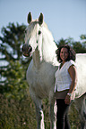 woman and Percheron