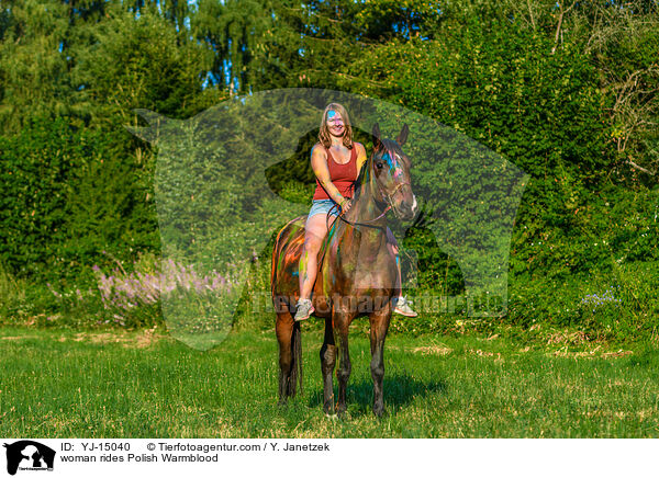 woman rides Polish Warmblood / YJ-15040