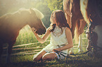 woman and Ponies