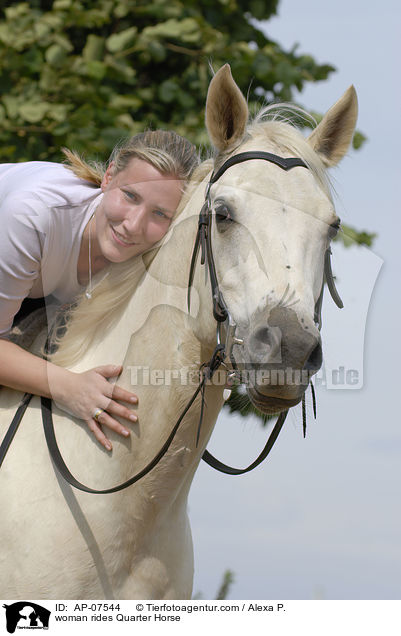 Frau reitet Quarter Horse / woman rides Quarter Horse / AP-07544