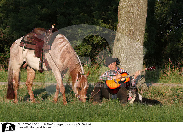 man with dog and horse / BES-01762