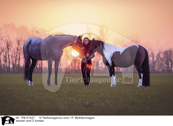 woman and 2 horses / PB-01427
