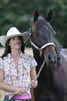 woman and Quarter horse