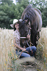 woman and Quarter horse
