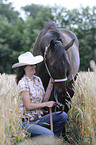 woman and Quarter horse