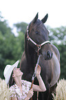 woman and Quarter horse