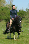 woman rides Shetland Pony
