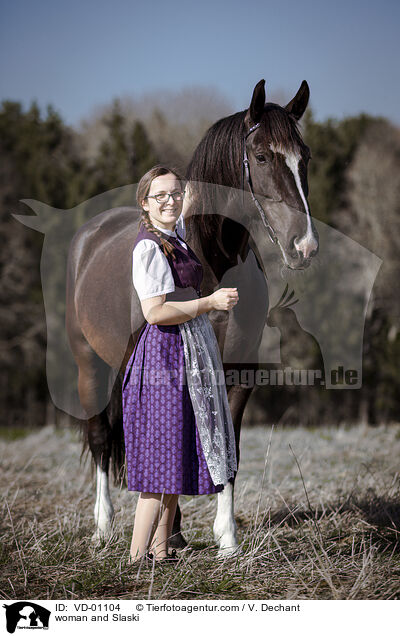 Frau und Schlesisches Warmblut / woman and Slaski / VD-01104