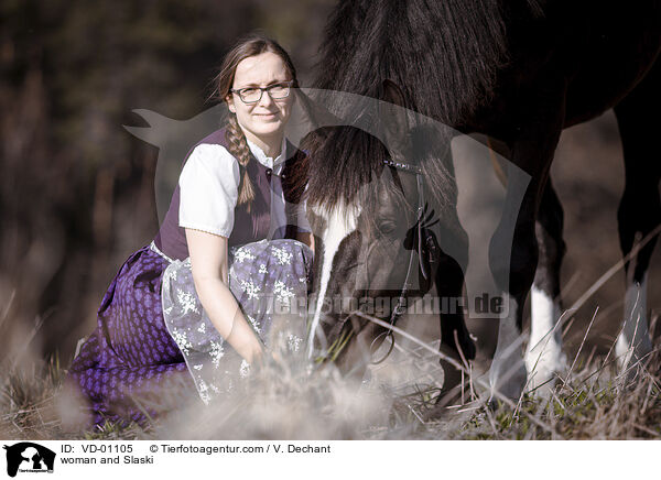 Frau und Schlesisches Warmblut / woman and Slaski / VD-01105