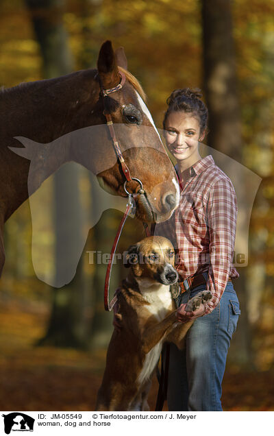 Frau, Hund und Pferd / woman, dog and horse / JM-05549