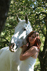 woman and white horse