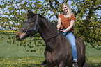 woman and Westphalian warmblood