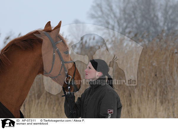 Frau und Zangersheider Sportpferd / woman and warmblood / AP-07311