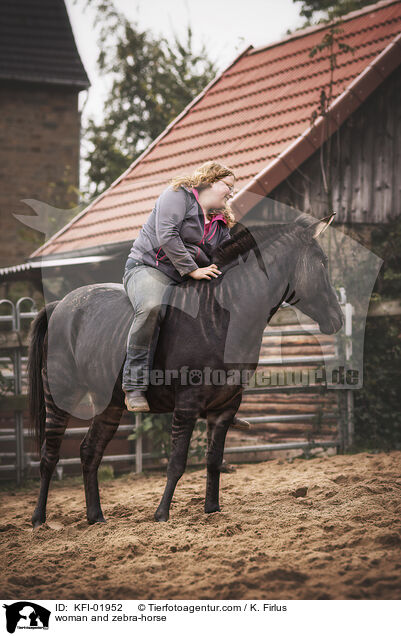 woman and zebra-horse / KFI-01952