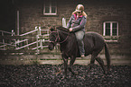 woman and zebra-horse