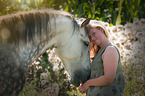 woman and Haflinger-Andalusian