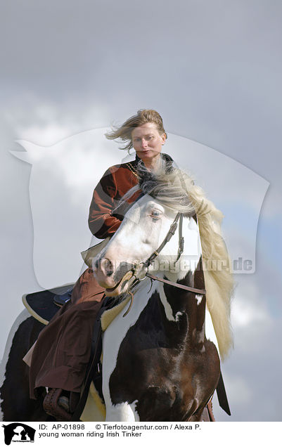 junge Frau mit Irish Tinker / young woman riding Irish Tinker / AP-01898