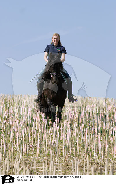Ausritt ber ein Stoppelfeld / riding woman / AP-01634